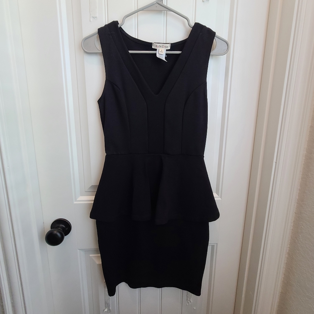 Black pencil skirt dress with peplum